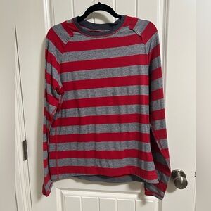 Men’s Lulu Red and Gray Striped Long Sleeve Shirt